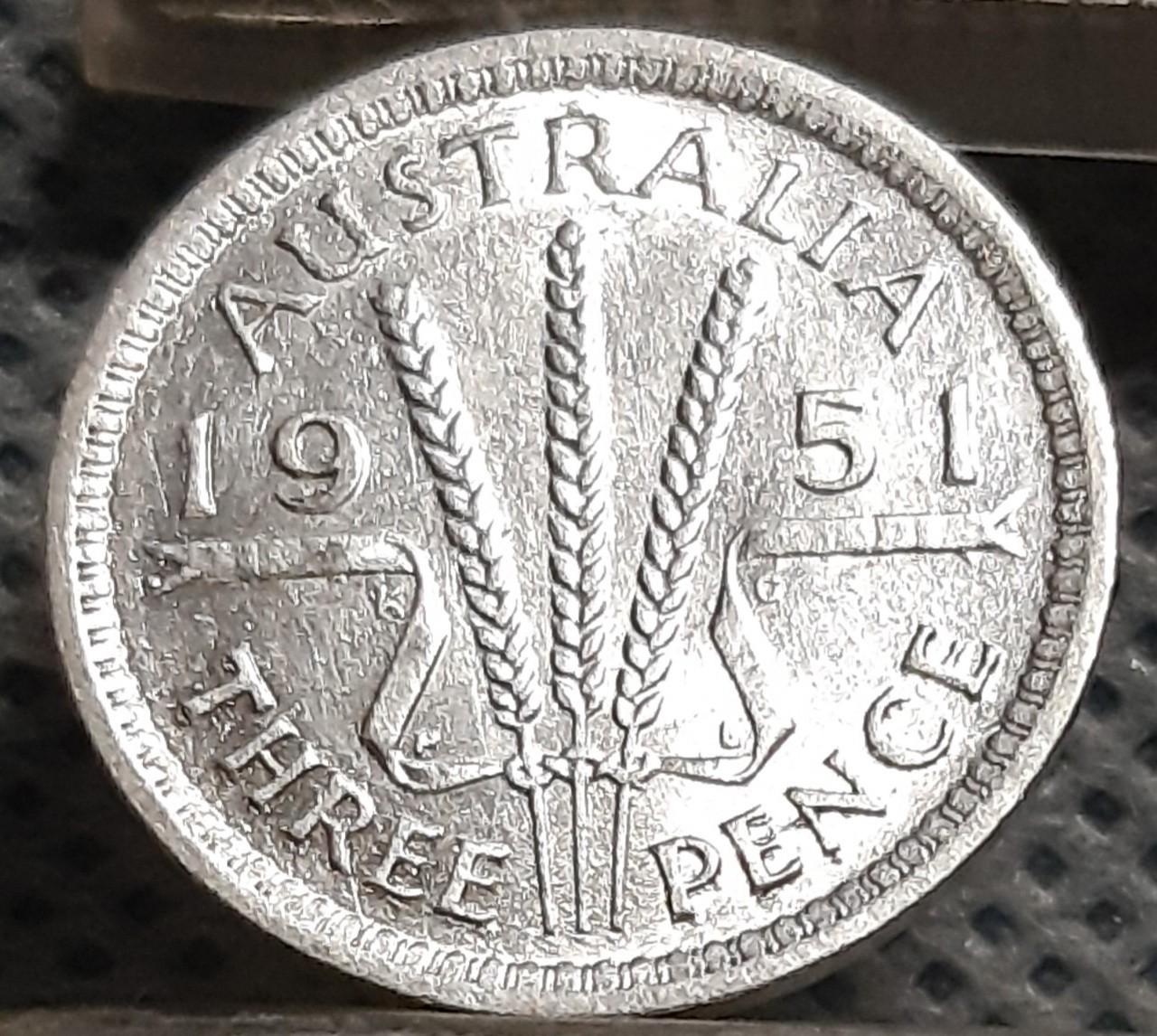 Australija 3 Pensai 1951 KM#44 Sidabras (1134)