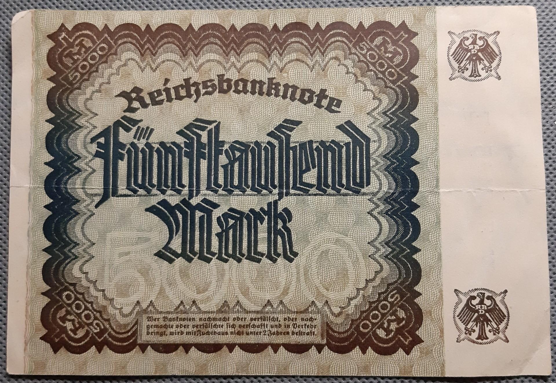 Vokietija 5000 Markių Reichsbanknotas 1922 (1213)