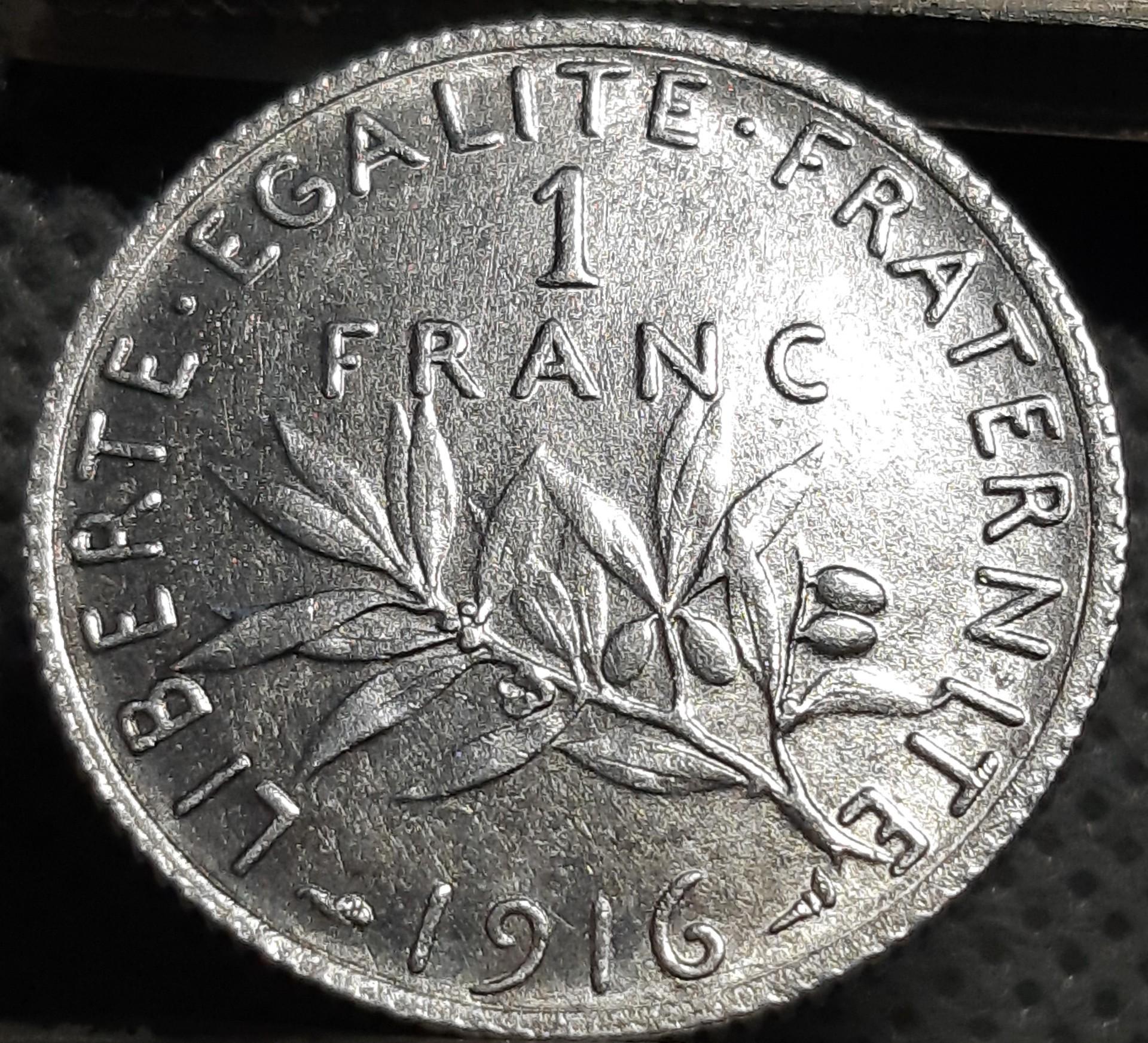 Prancūzija 1 Frankas 1916 KM#844 (1489)