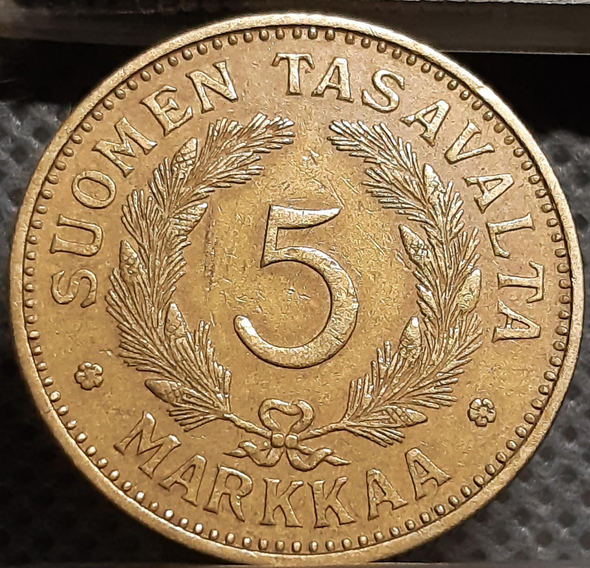 Suomija 5 Markės 1937 KM#31 (1576)