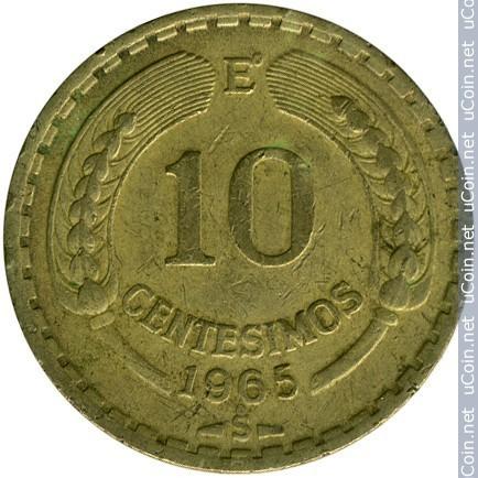 10 sentesimų Čilė 1965m.