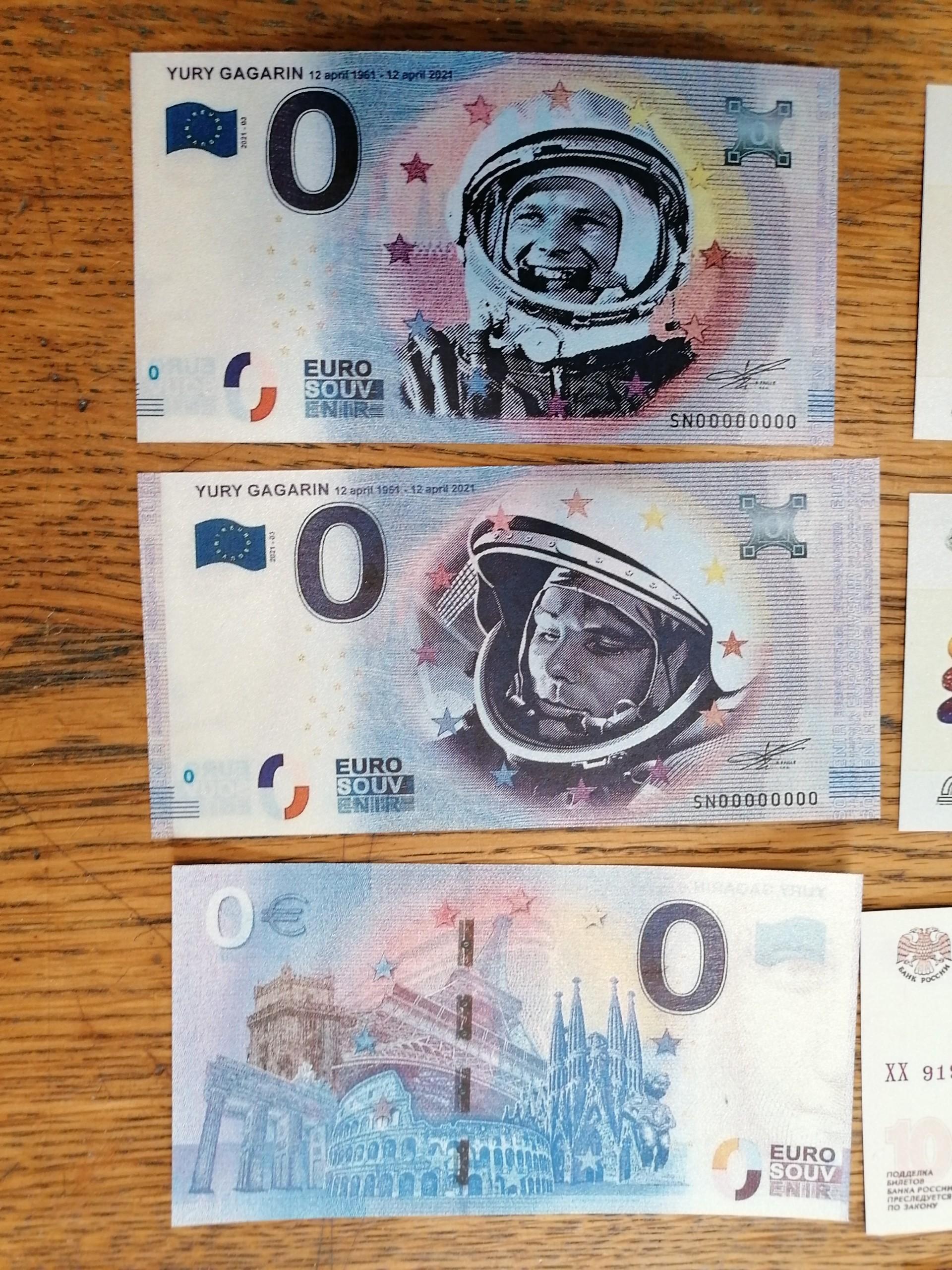 Suvenyriniai Rusijos banknotai su Gagarinu