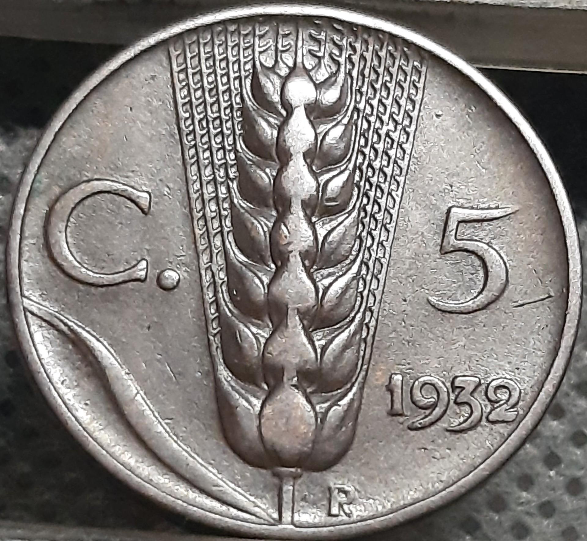 Italija 5 Čentezimai 1932 KM#59 Varis (1748)