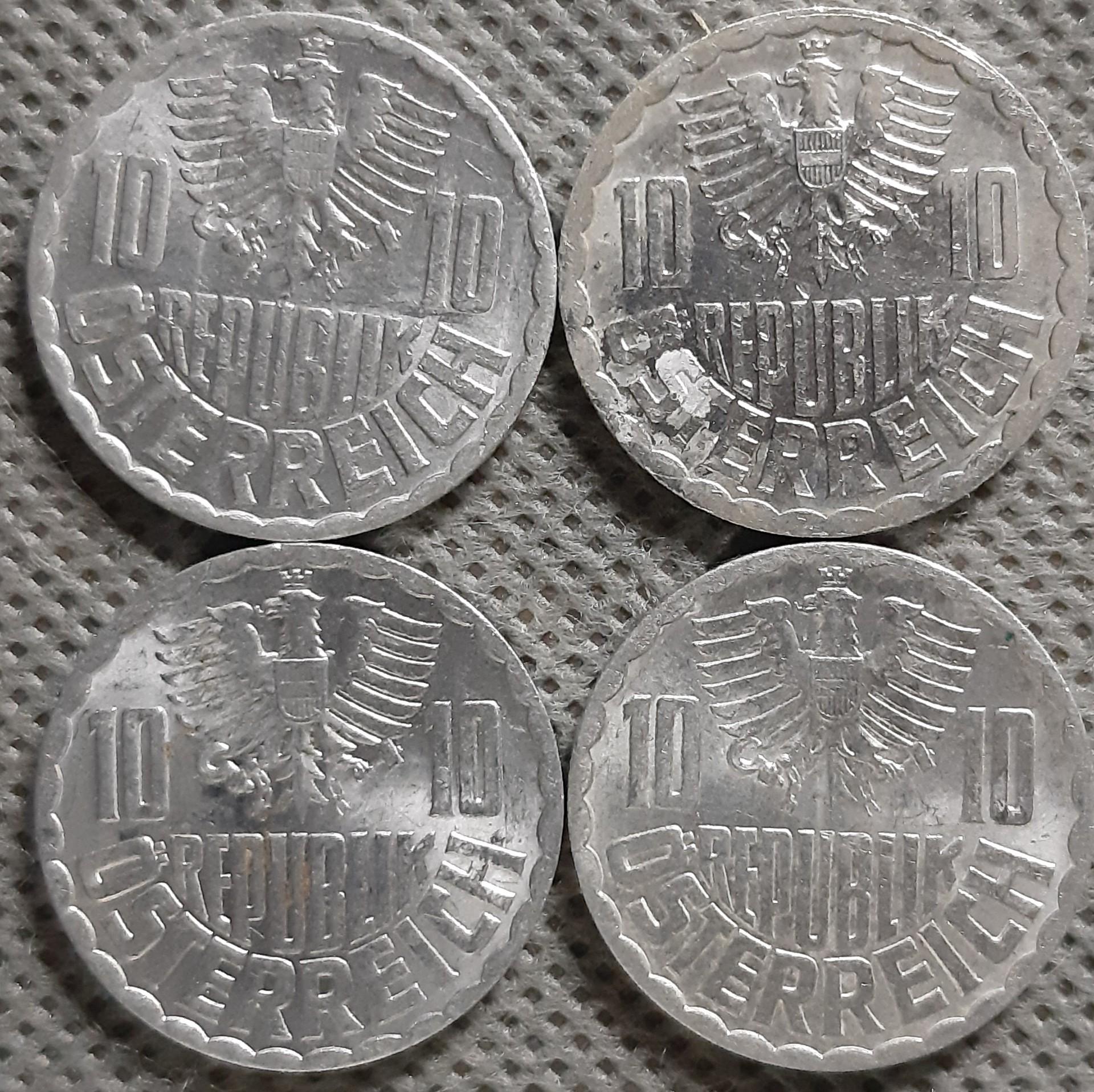 Austrija 10 Grošenų 1967,70,71,90 KM#2878 (1962)