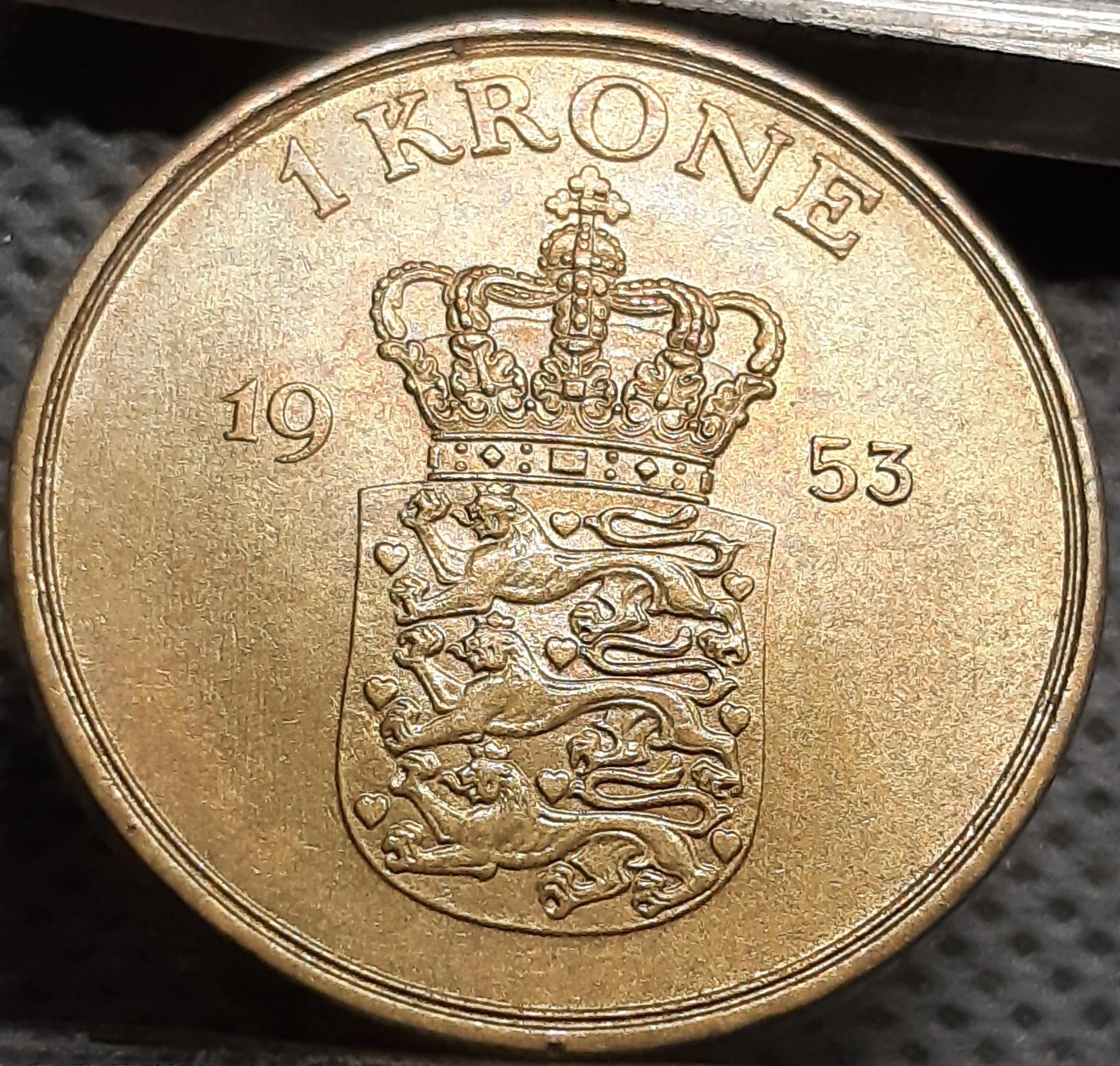 Danija 1 Krona 1953 KM#837 (2307)