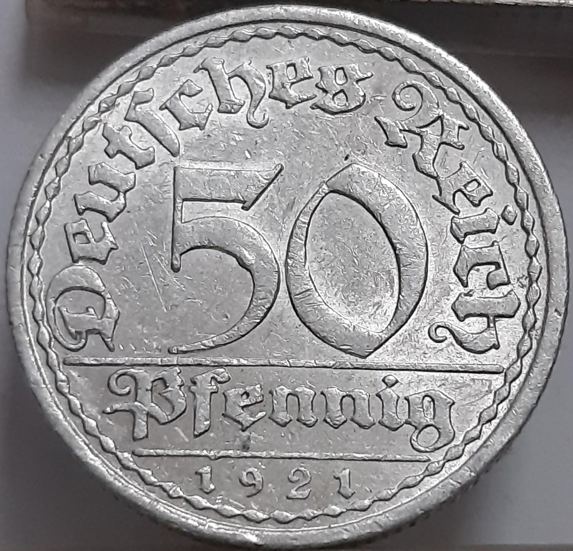 Vokietija 50 Pfenigų 1921 A KM#27 Aliuminis (2455)
