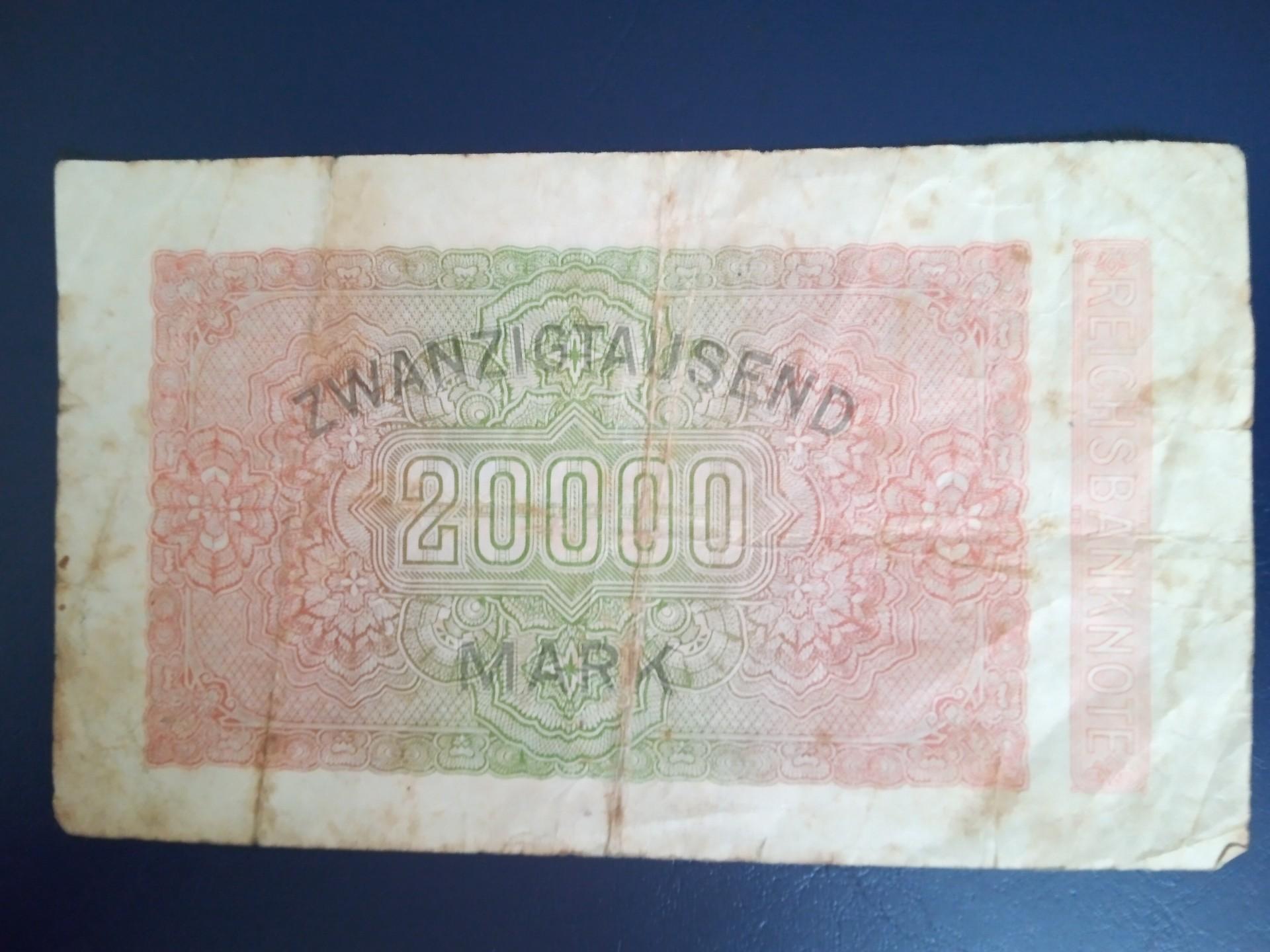 Vokietija Reichsbanknote 20000 Mark 1923