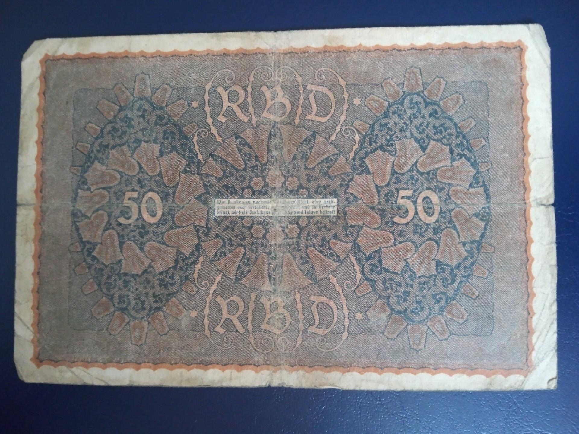 Reichsbanknote 50 Mark-Berlynas 1919 m