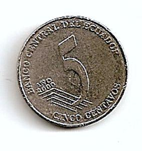 Ekvadoras. 5 centavai ( 2000 ) XF