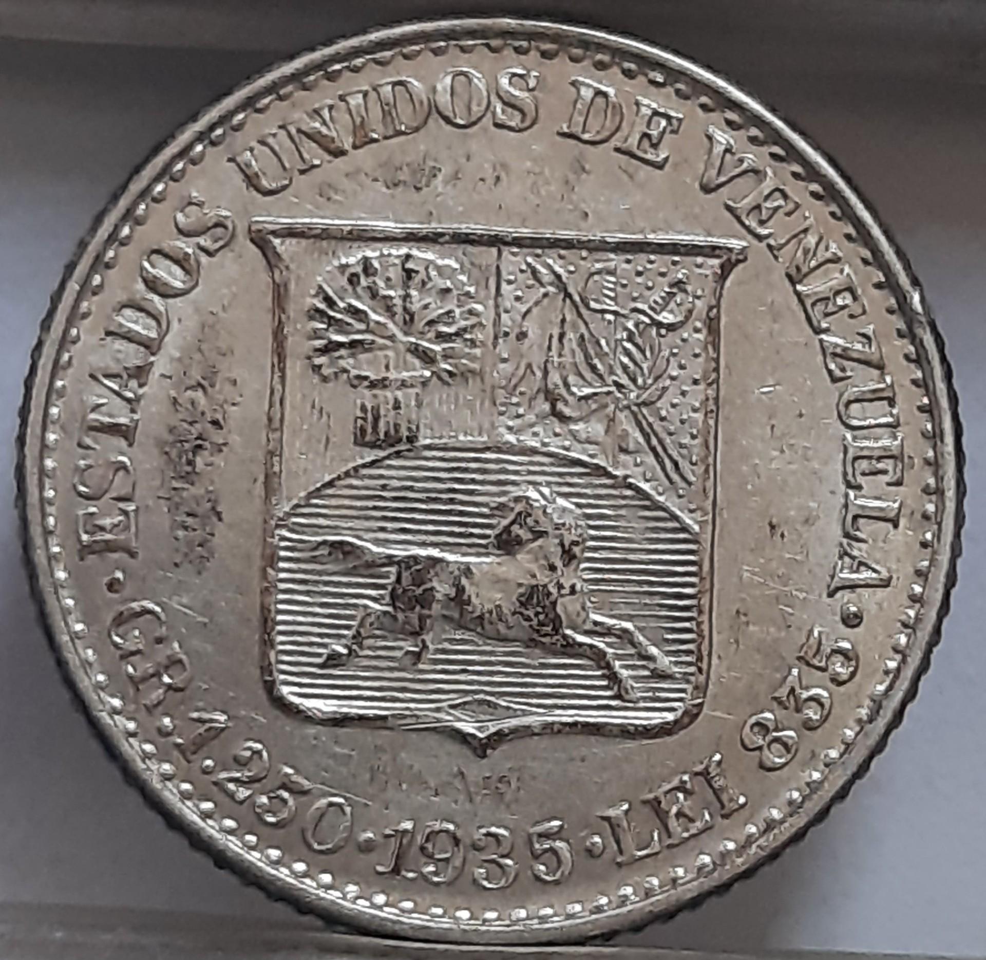 Venesuela 1/4 bolivaro 1935 Y#20 Sidabras (2912)