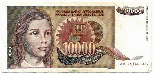 Jugoslavija. 10000 dinarų ( 1992 ) VF