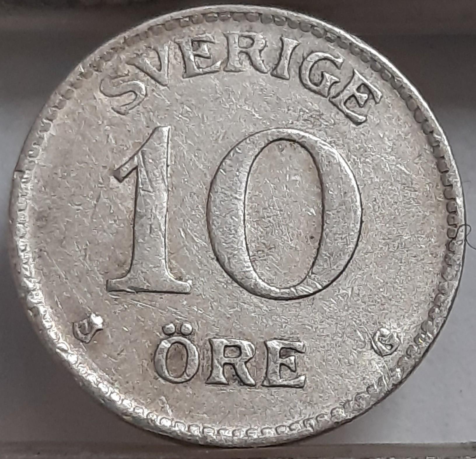 Švedija 10 Erių 1939 KM#780 Sidabras (3131)