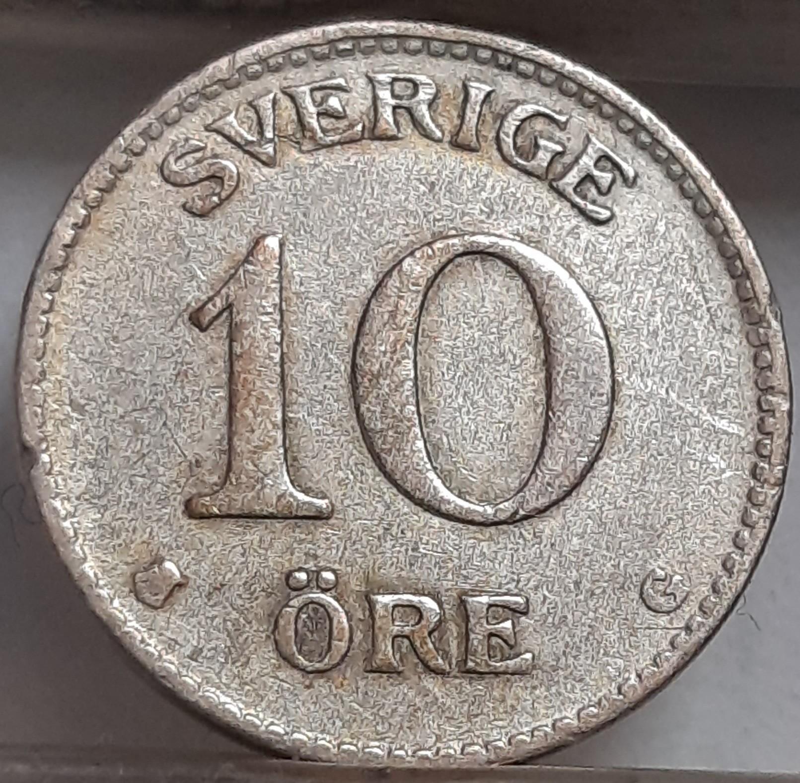 Švedija 10 Erių 1938 KM#780 Sidabras (3132)