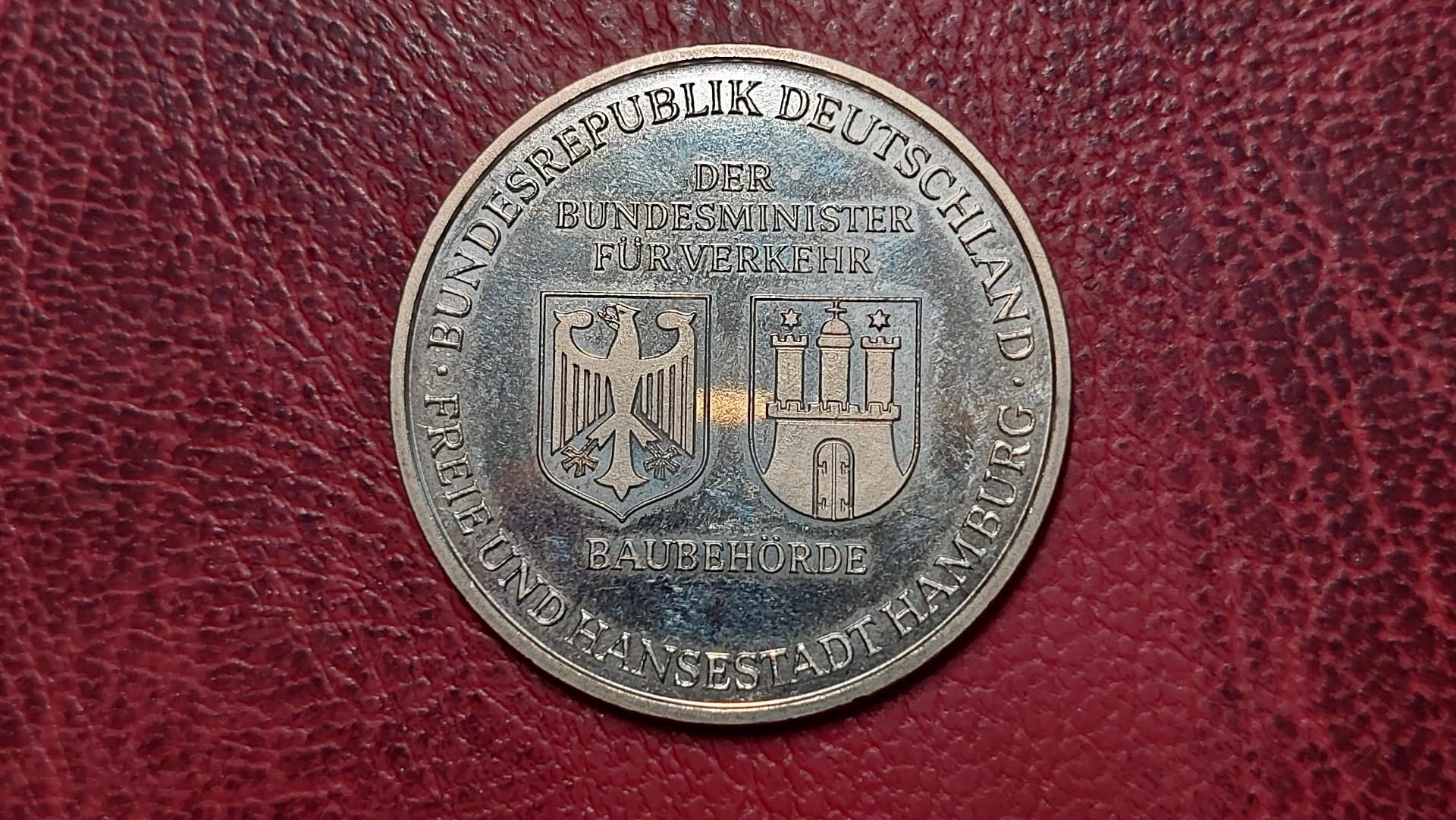 Medalis Elbtunnel Hamburgas 1975 Vokietija