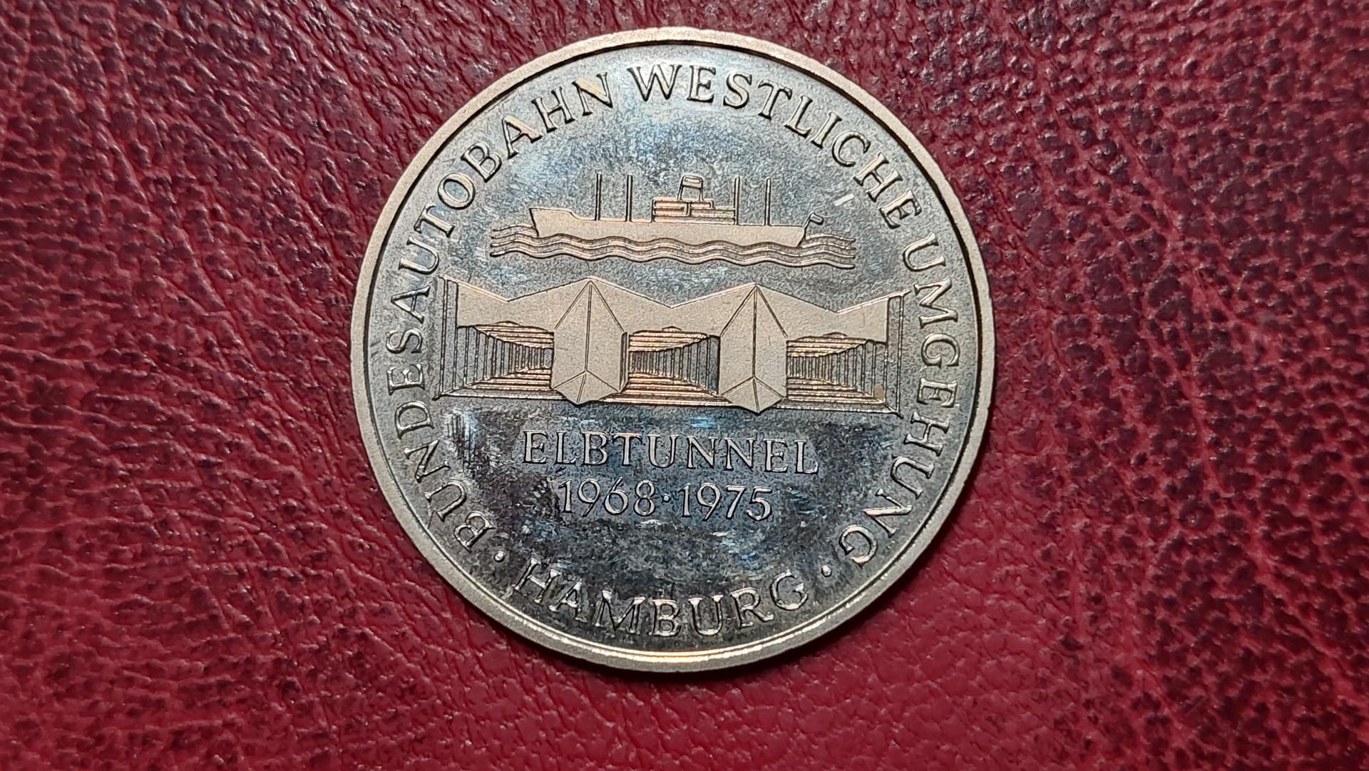 Medalis Elbtunnel Hamburgas 1975 Vokietija