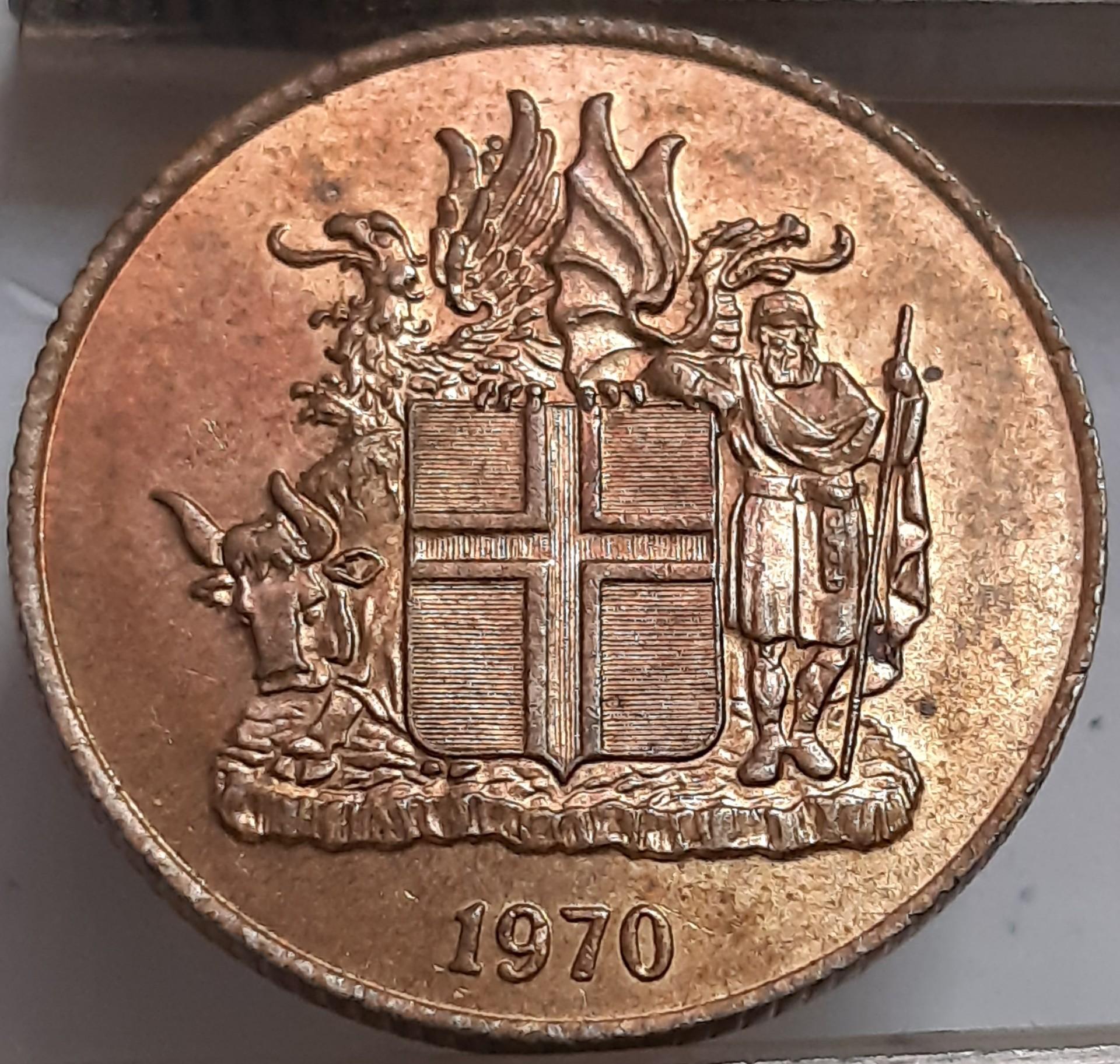 Islandija 1 Krona 1970 KM#12a (3624)