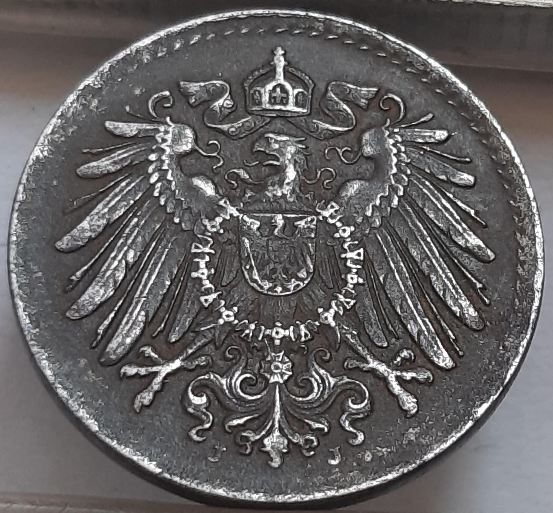 Vokietija 5 Pfenigai 1917 J KM#19 (3778)