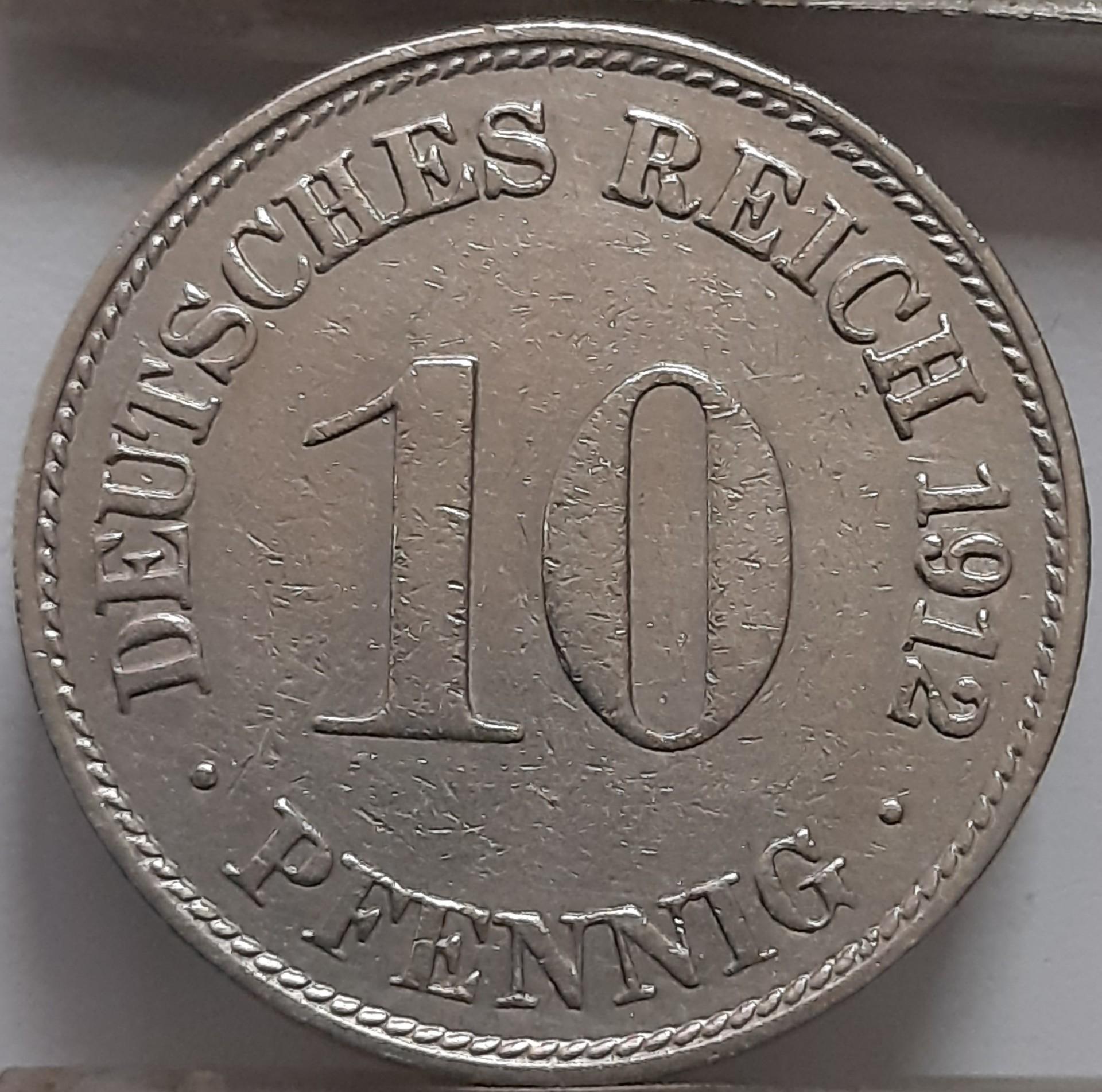 Vokietija 10 Pfenigų 1912 D KM#12 (3894)