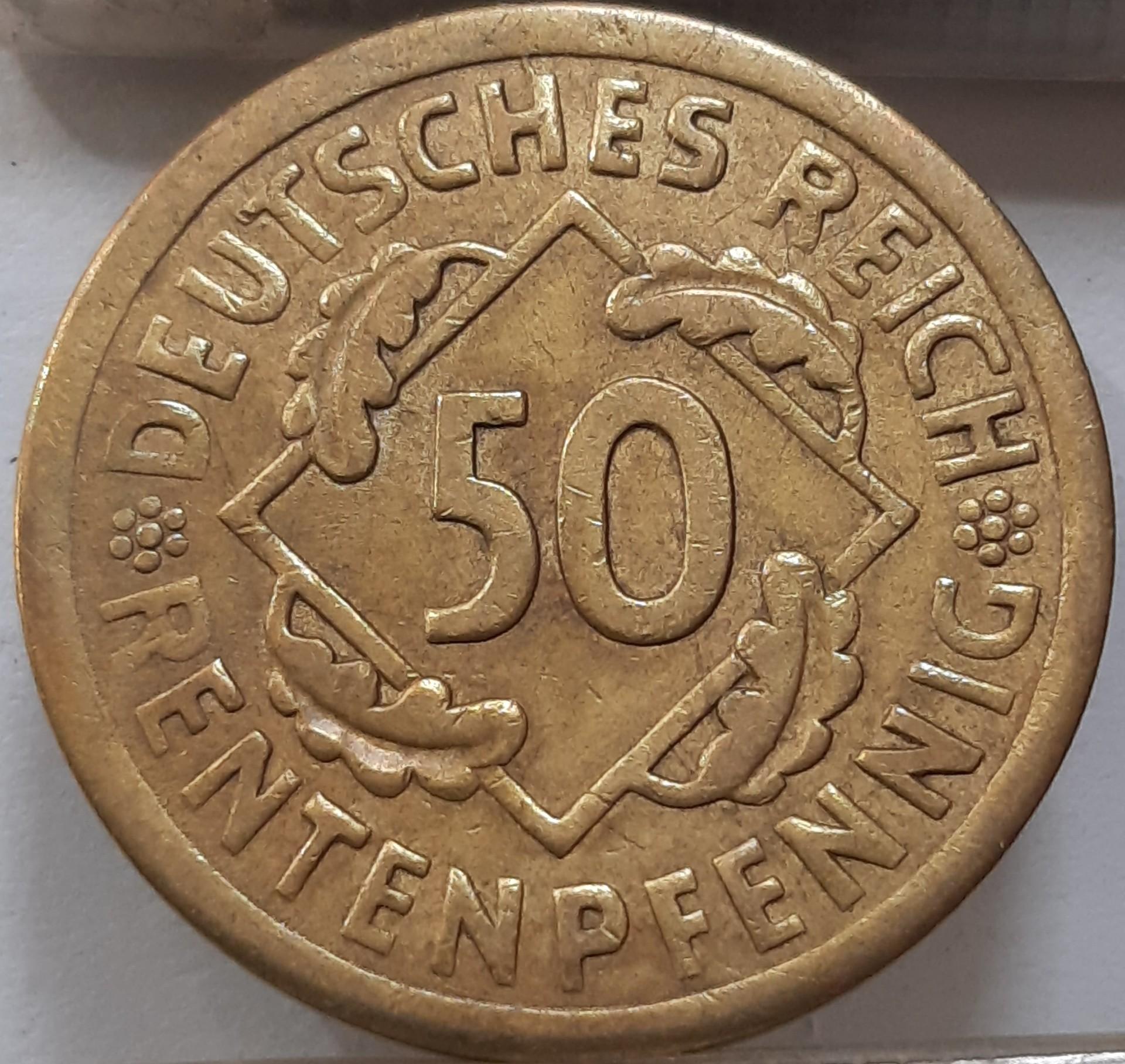 Vokietija 50 Rentenpfenigų 1924 A KM#34 (4509)