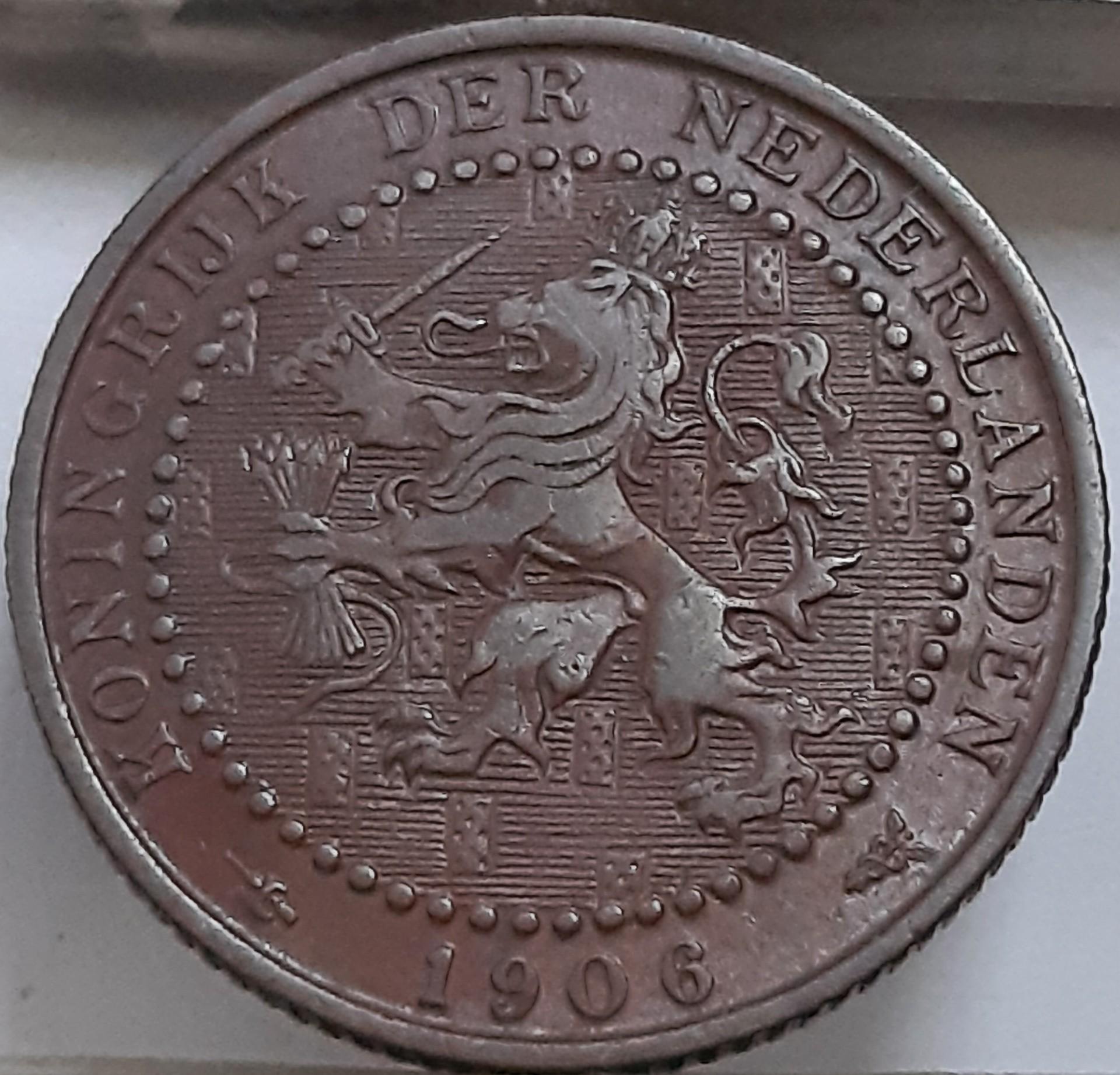 Nyderlandai 1 Centas 1906 KM#132 Bronza (4514)