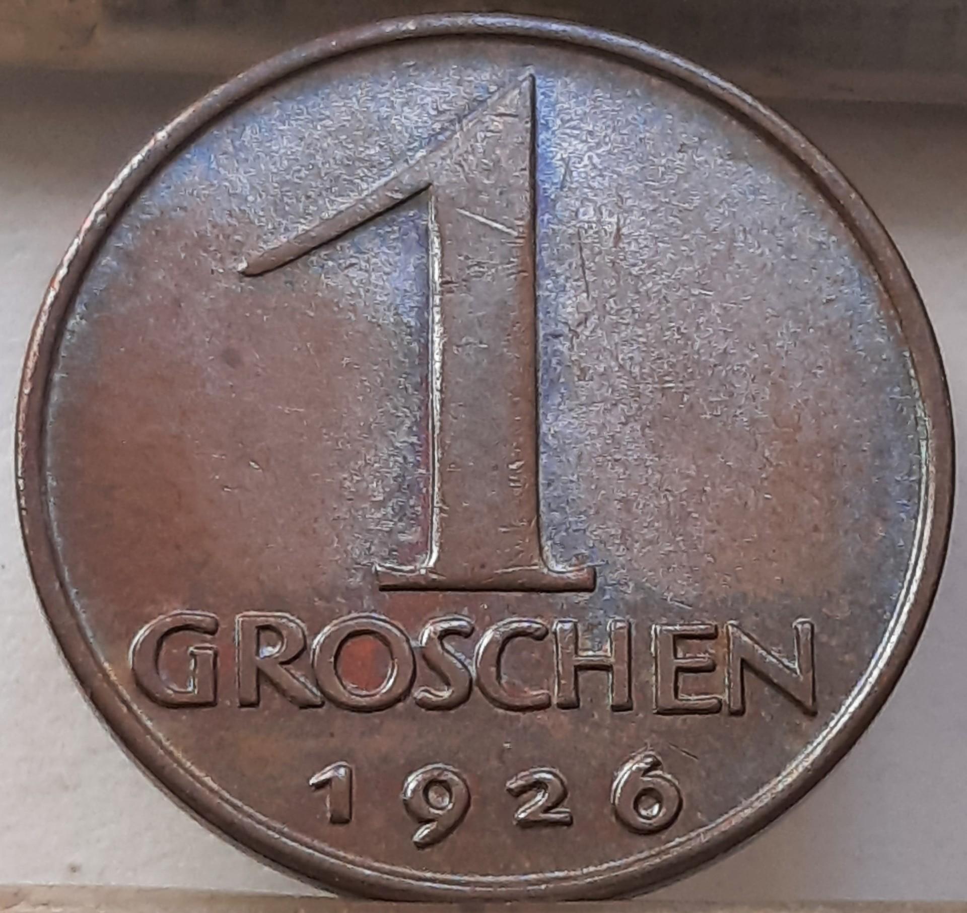 Austrija 1 Grošenas 1926 KM#2836 Bronza (4583)