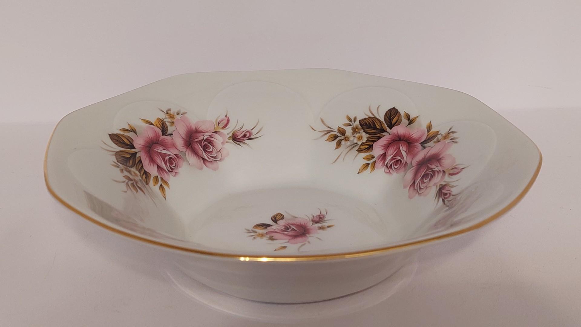 Lindner porceliano rankų d. dubenėlis su violėtinėm gėlėm