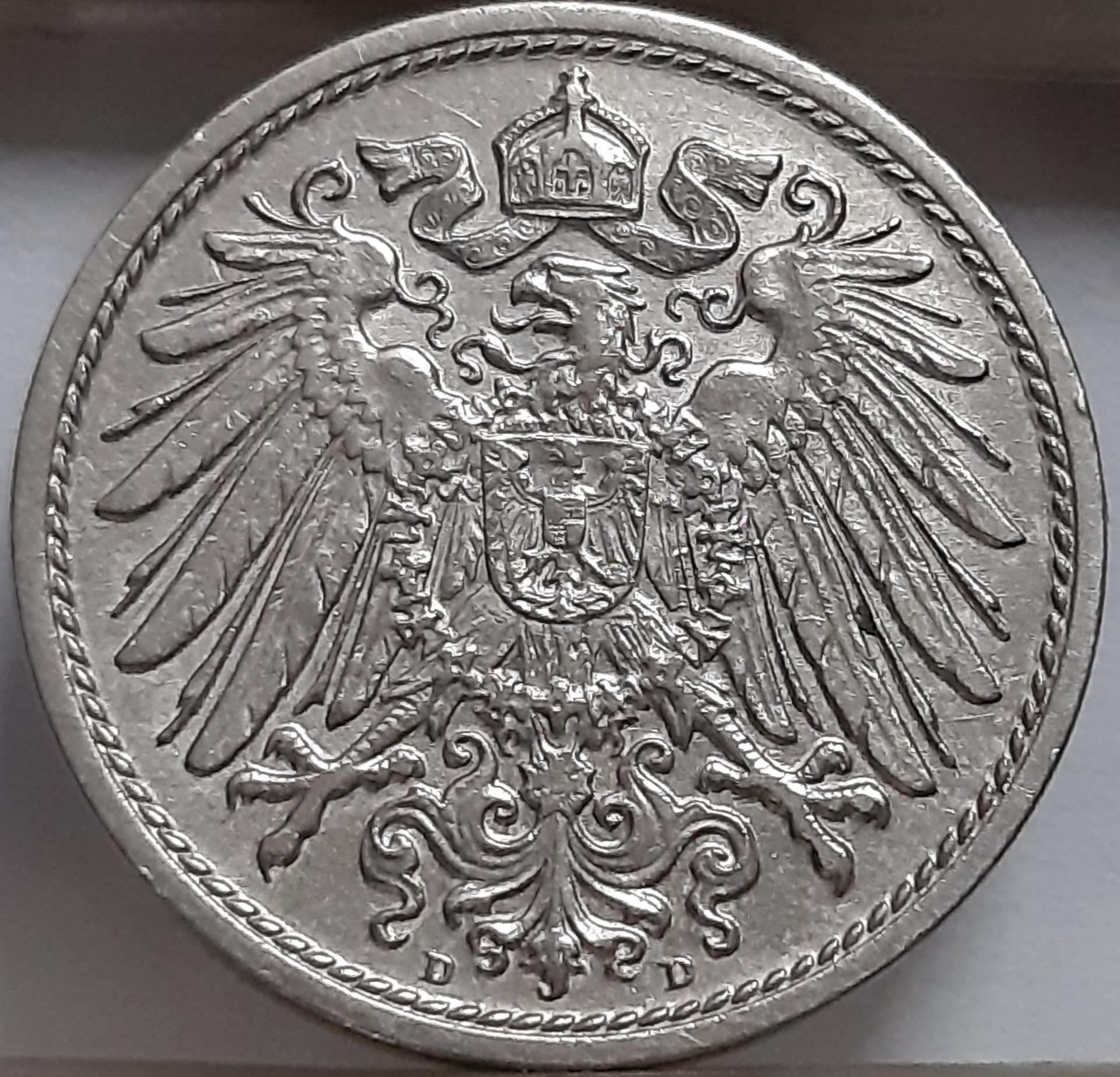 Vokietija 10 Pfenigų 1908 D KM#12 (5012) 