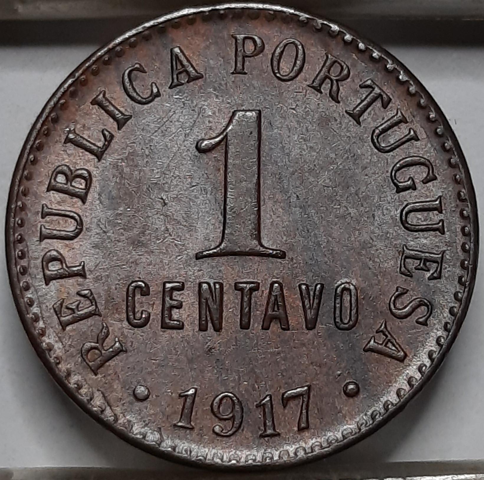 Portugalija 1 Sentavas 1917 KM#565 Bronza (5199)