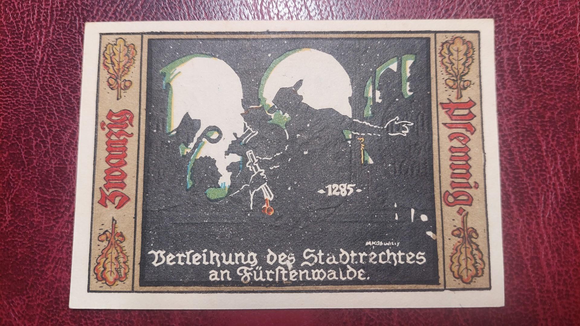20 Pfennig 1921 Fürstenwalde Notgeld Vokietija
