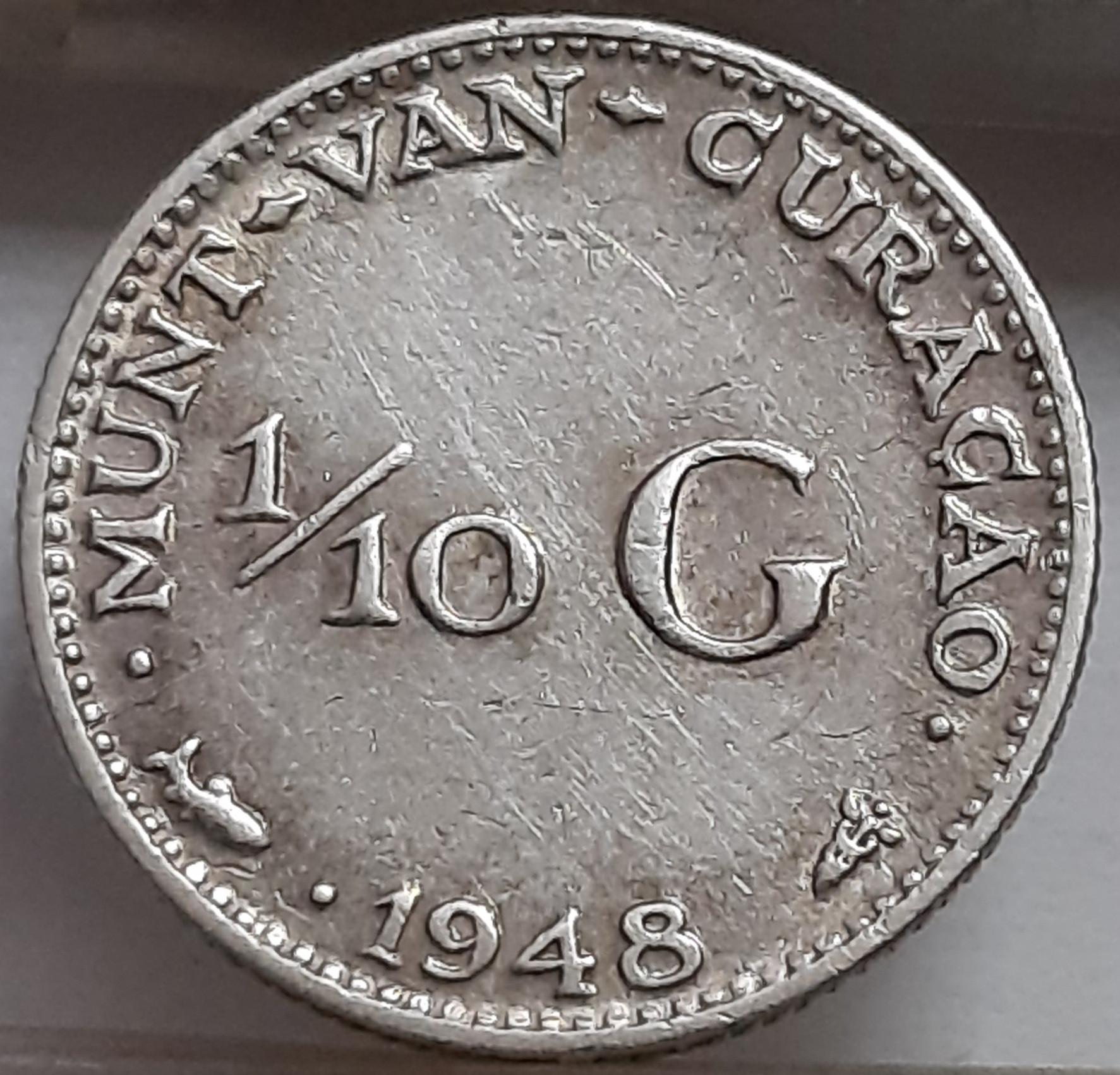 Kiurasao 1/10 Guldeno 1948 KM#48 (5358)