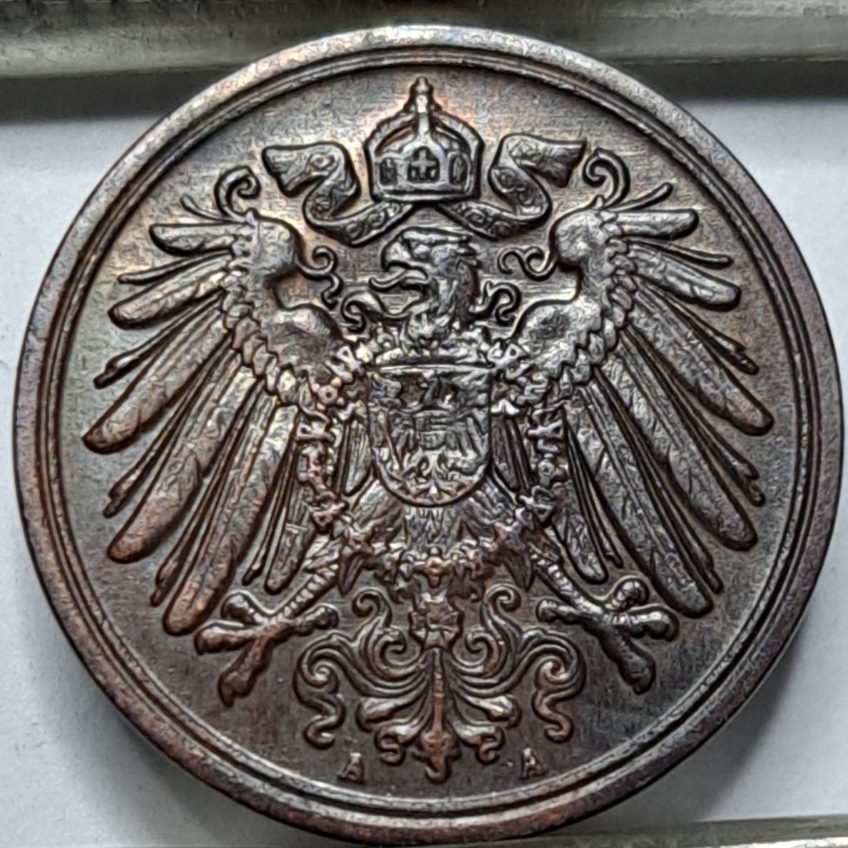 Vokietija 1 Pfenigas 1907 A KM#10 Varis (5468)