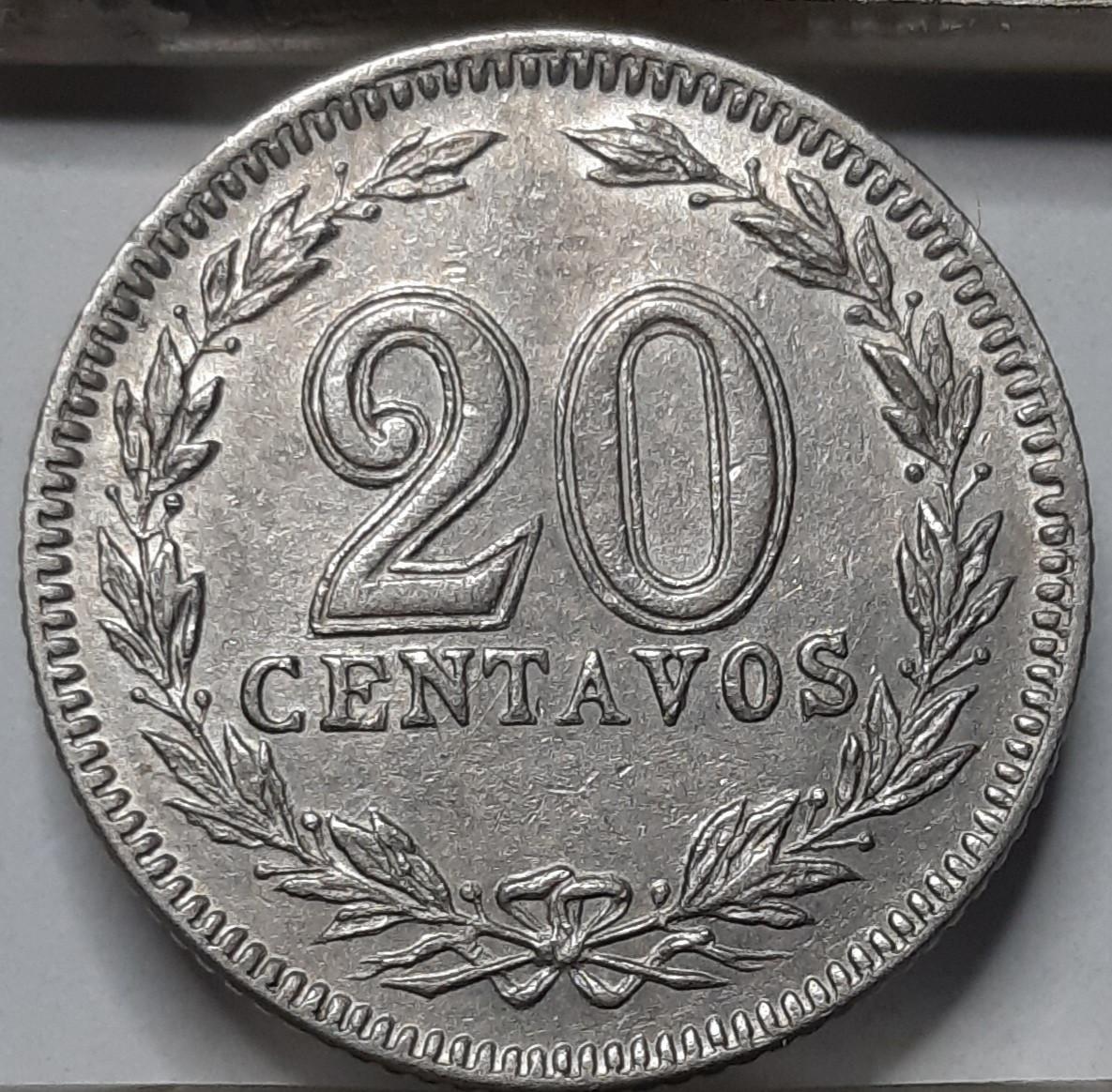 Argentina 20 Sentavų 1907 KM#36 (5421) 