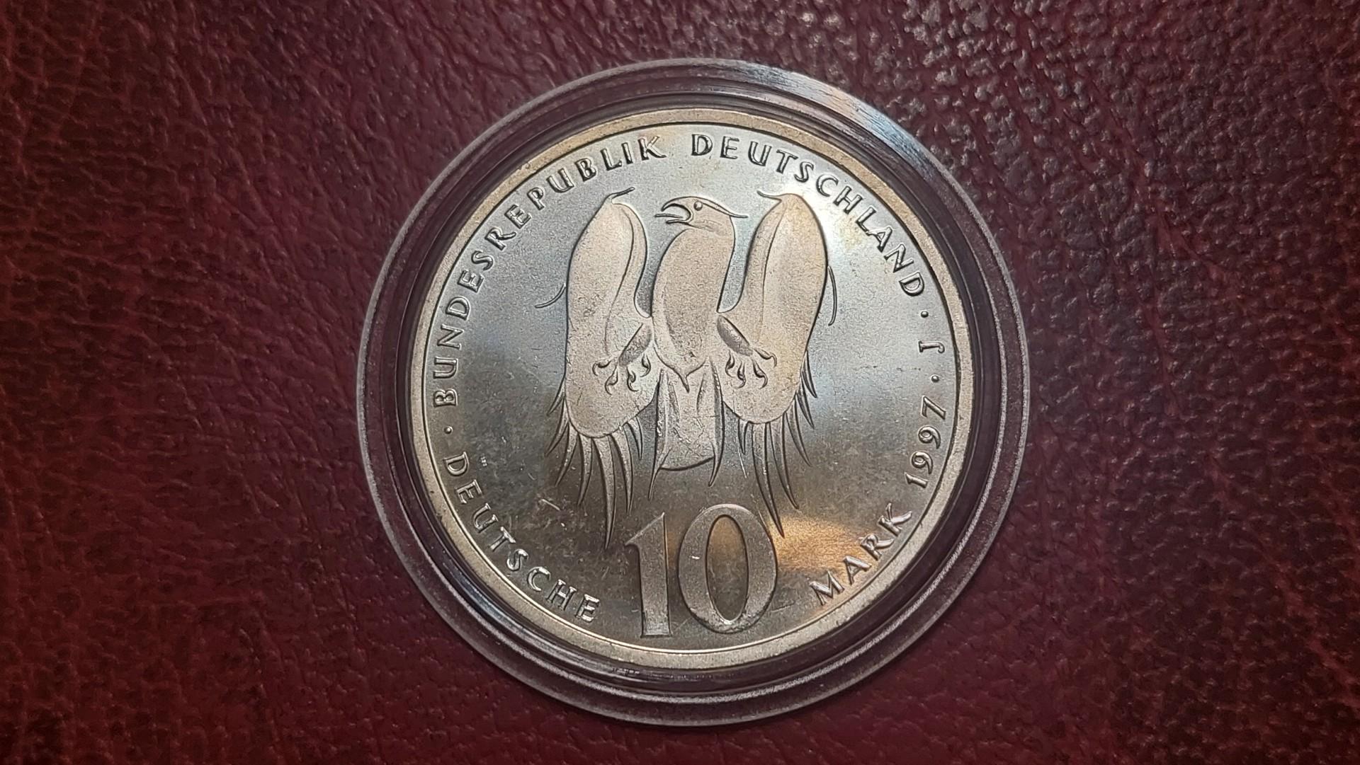 Vokietija 10 markių, 1997J KM# 189 AG 0.625