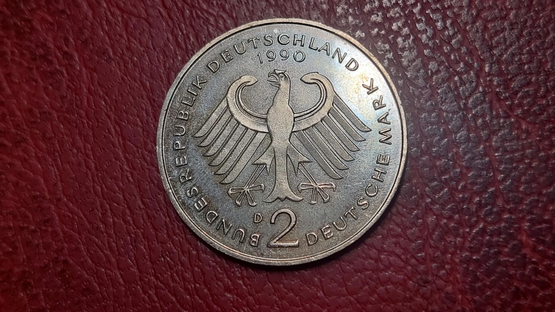 Vokietija 2 markės, 1990D KM# 175 Jozefas Štrausas