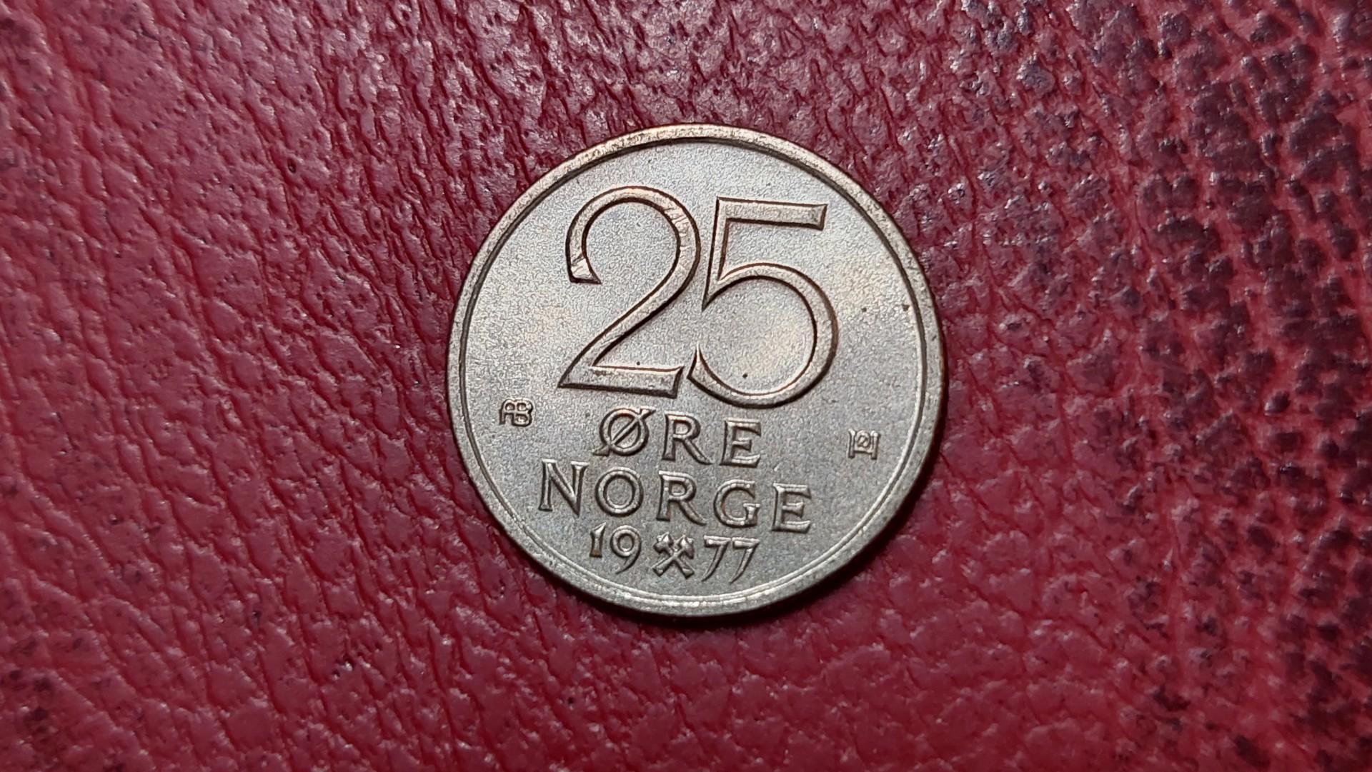 Norvegija 25 erės, 1977 KM# 417