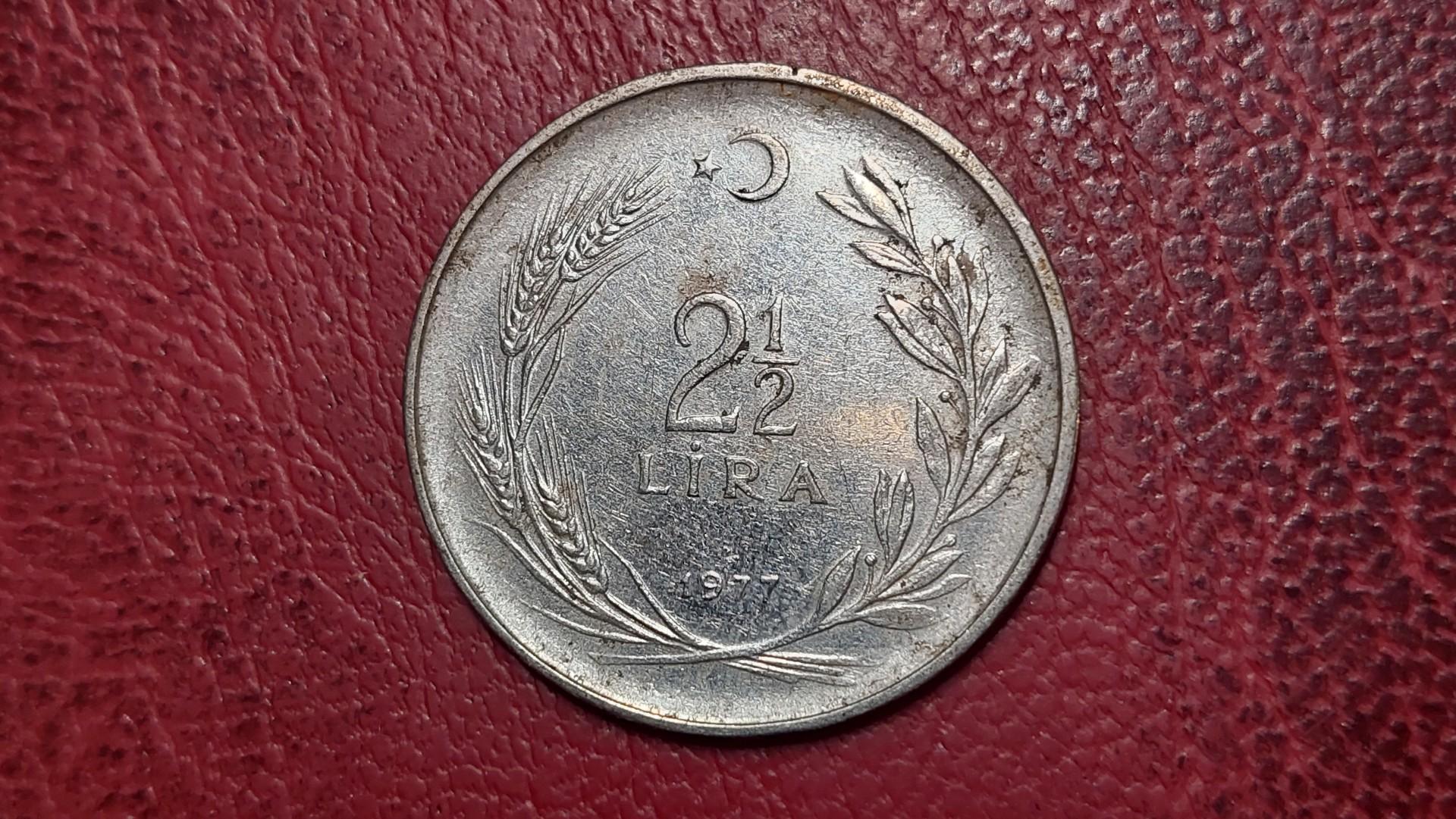 Turkija 2½ liros, 1977 KM# 893.2