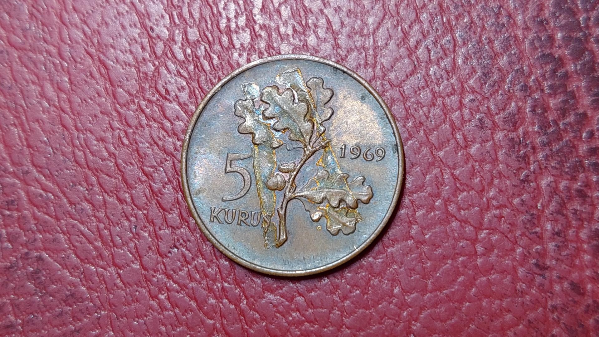 Turkija 5 kurušai, 1969 KM# 890.2