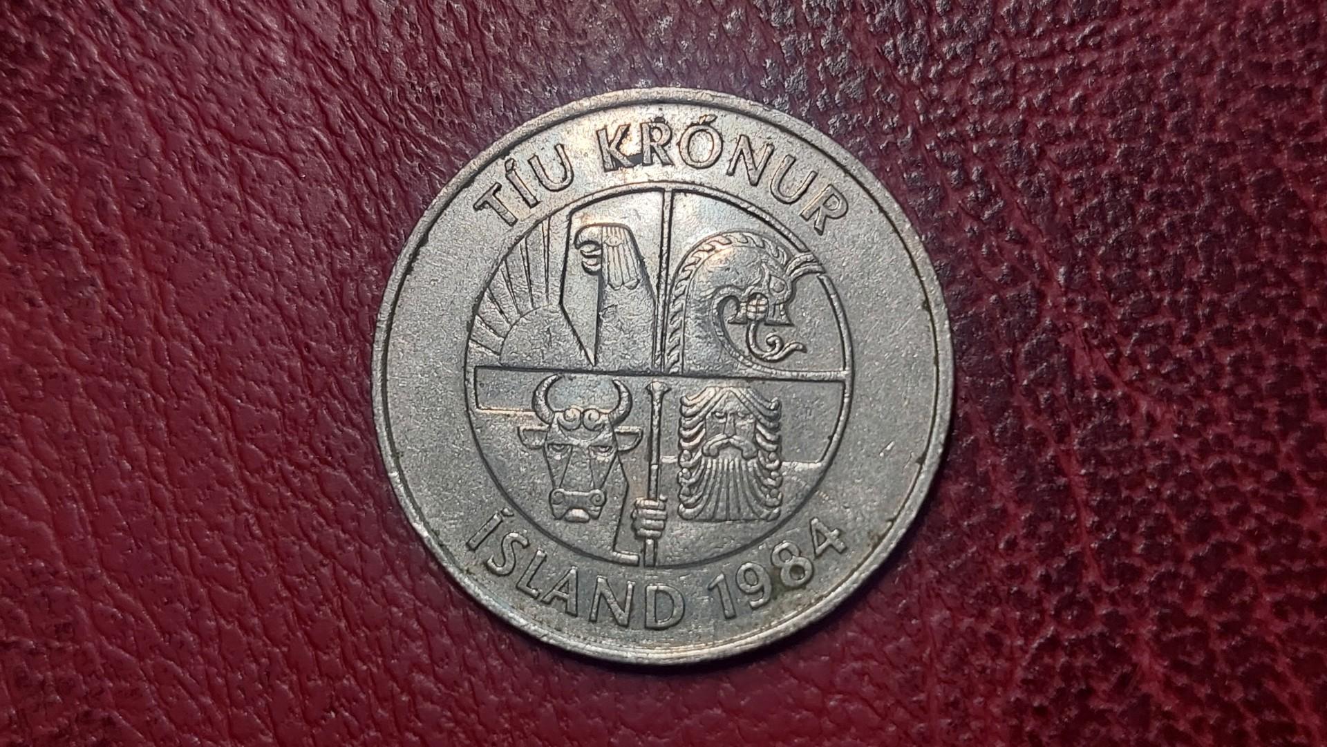Islandija 10 kronų, 1984 KM# 29.1