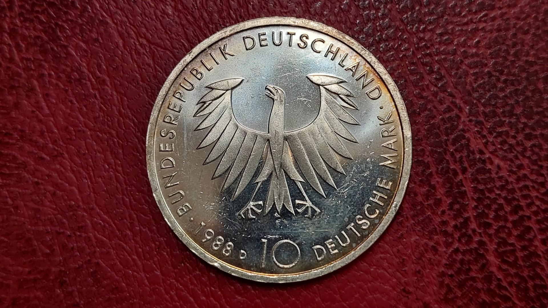 Vokietija 10 markių, 1988 KM# 168 AG Šopenhauer