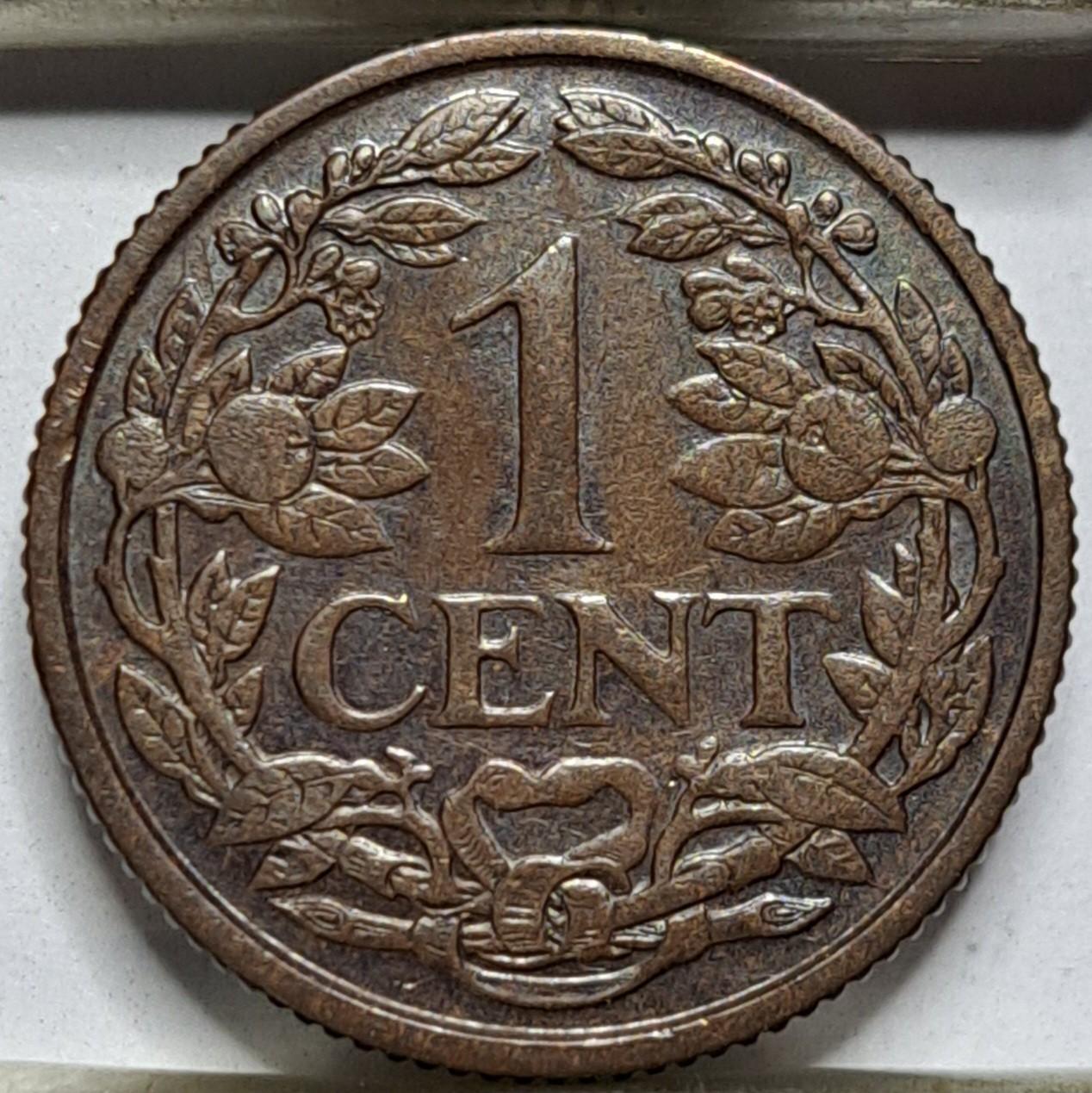 Nyderlandai 1 Centas 1919 KM#152 Bronza (6730)
