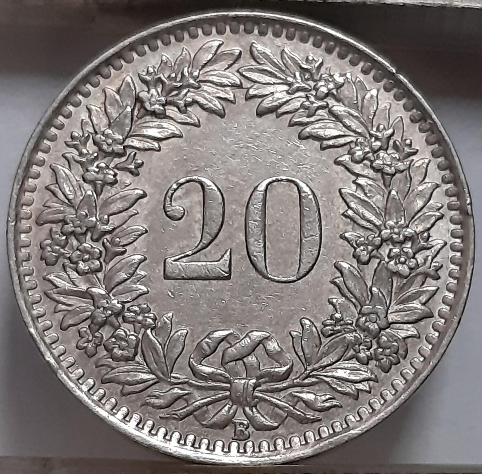 Šveivarija 20 Rapenu 1943 KM#29a (6155)