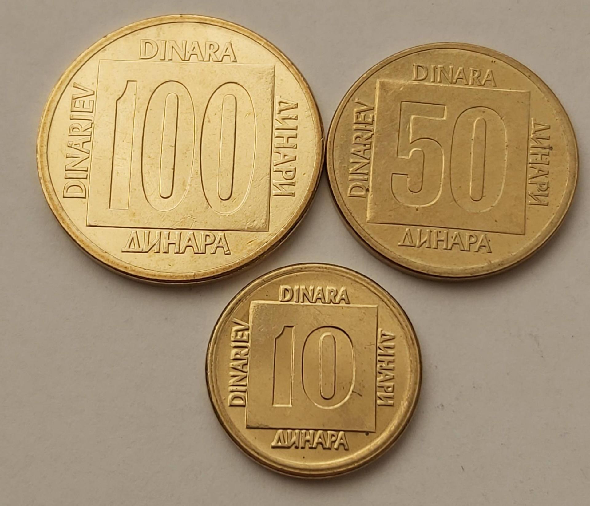 JUGOSLAVIJA 1988 - 1989 m. 3 monetų rinkinukas