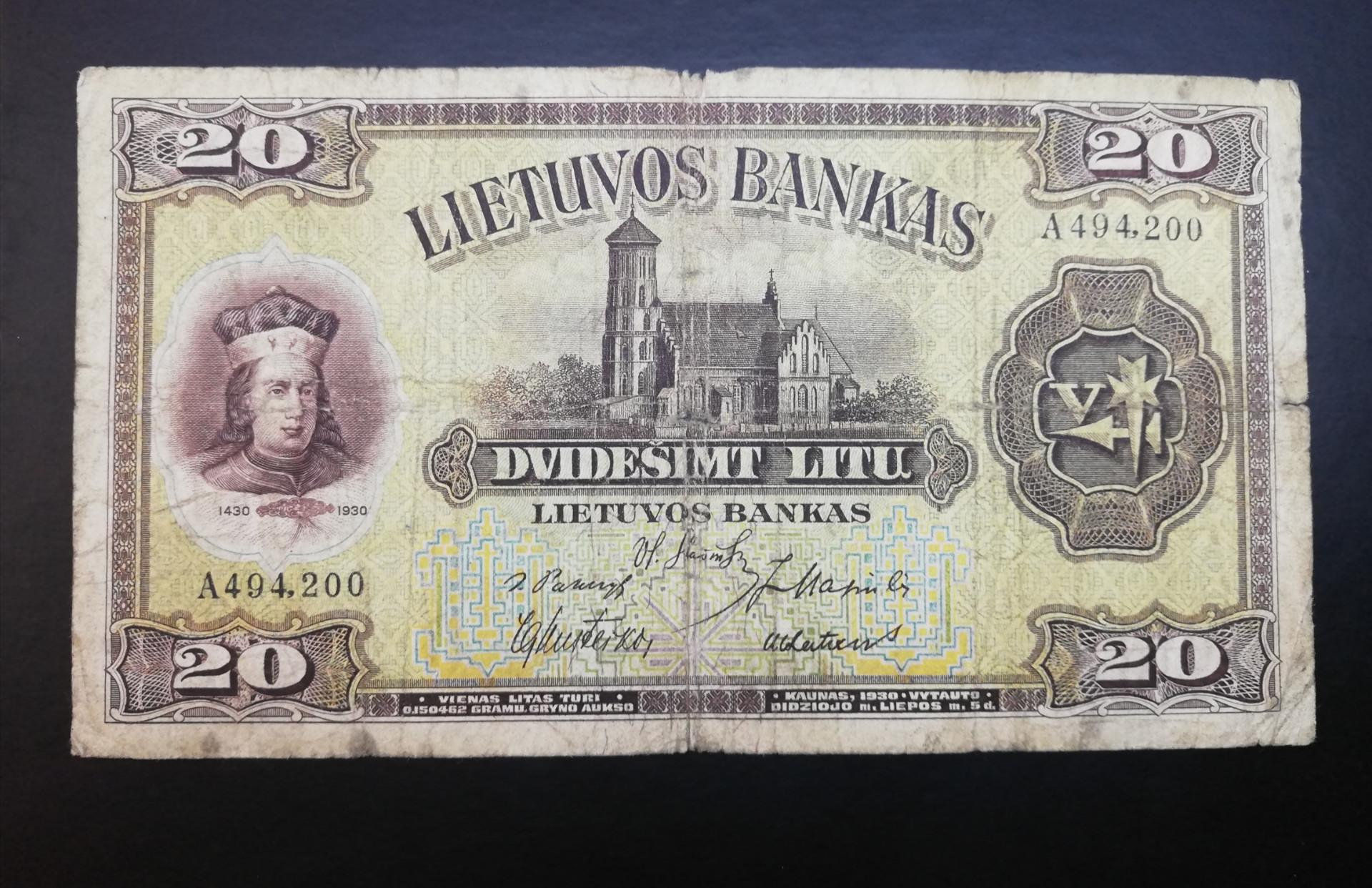 Tarpukario 20 Litų banknotas