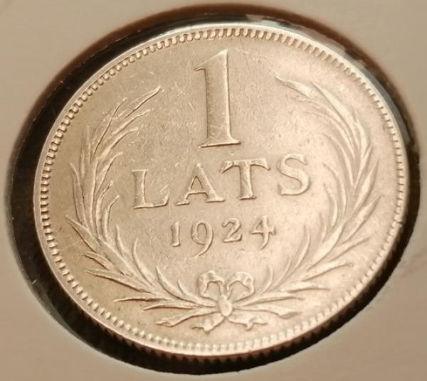 LATVIJA 1924 1 latas SIDABRAS
