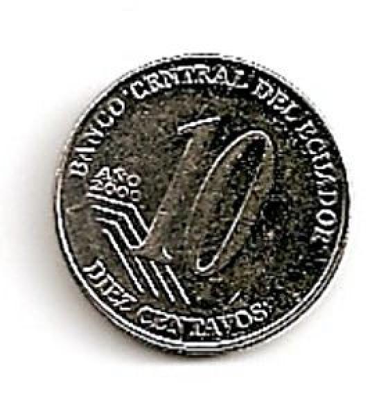 Ekvadoras. 10 centavų ( 2000 ) XF-