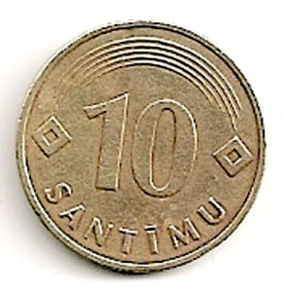 Latvija. 10 santimų ( 1992 ) VF