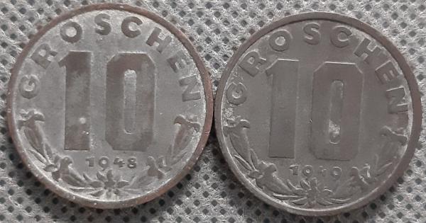 Austrija 10 Grošenų 1948/1949 KM#2874 (594)