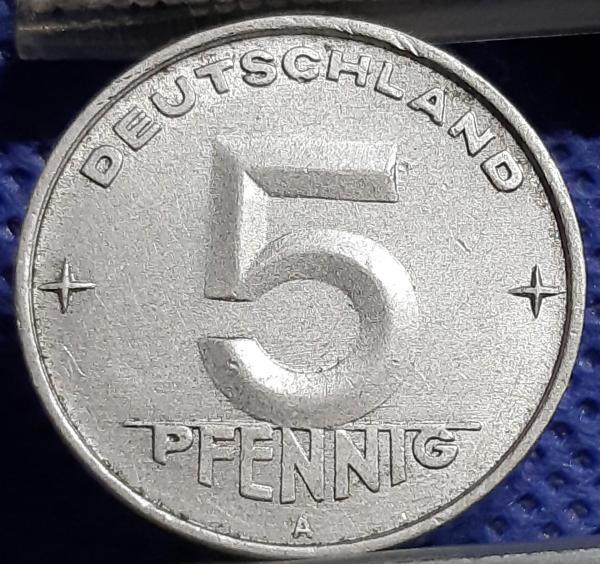 Vokietija - VDR 5 Pfenigai 1952 A KM#6 (761)