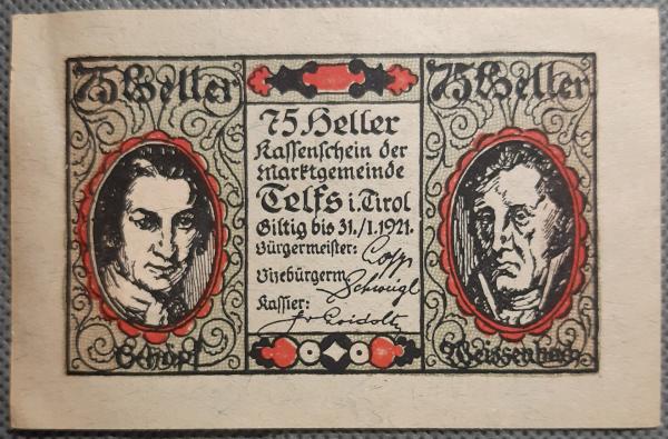 Austrija 75 Heleriai Telfs 1921 N#270611 (1548)
