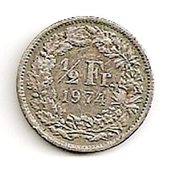 Šveicarija. 1/2 franko ( 1968 ) XF